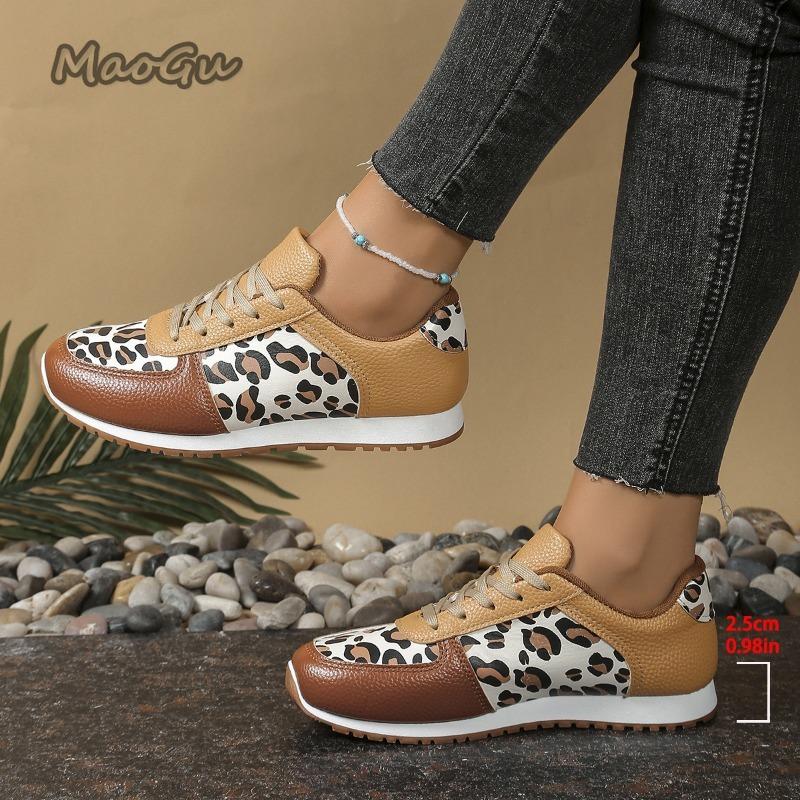 Leopard Lace-up Sports Women Vulcanized Shoes Women's Sneakers Tennis Platform Shoes for Women Comfort Casual Flat Tenis Woman