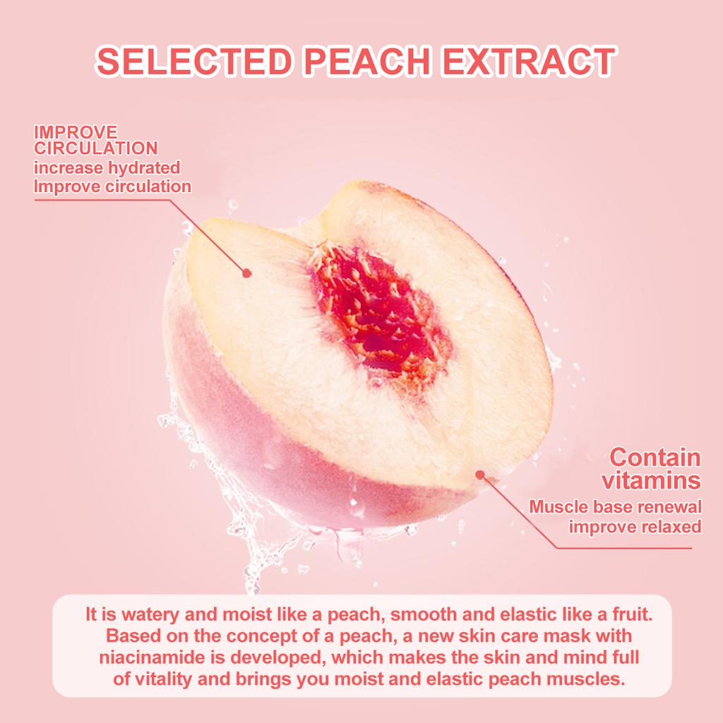 1PC Peach Nicotinamide Moisturizing Mask, Firming And Hydrating, Hydrating And Moisturizing, Brighte