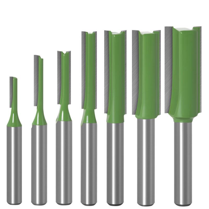 1/7pcs 6mm 1/4inch Shank Single Double Flute Straight Bit Milling Cutter for Wood Tungsten Carbide Router Bit Woodwork Tool