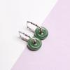 S925 Sterling Silver Bamboo Jade Drop Earrings with Safety Ring Clip