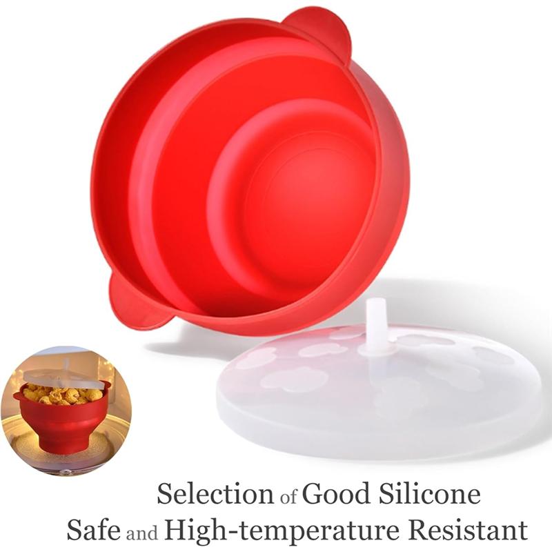 Good-Foldable Silicone Popcorn Bowl With Cover Reusable Oven-Safe Ideal For Home Entertainment Silicone Popcorn Popper