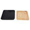 Bamboo Chinese Gongfu Tea Tray Box with Water Storage Drainage Serving Wood Marble Holder Table