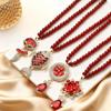 Retro Red Crystal Pendant Necklace: Versatile, High-End Fashion Accessory for Women