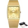 WWOOR Top Brand Men's Watches Business Luxury Square Men Quartz Clock Waterproof Date Stainless Steel Ultrathin Watch For Men