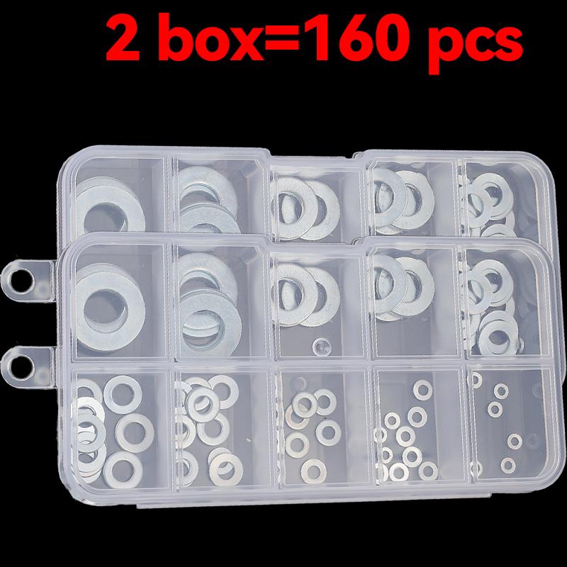 1-5box O-ring Fasteners Washers Stainless Steel Flat Gasket Home Screw Bolts Assorted Kit Accessories M2 M2.5 M3 M4 M5 M6 M8 M10