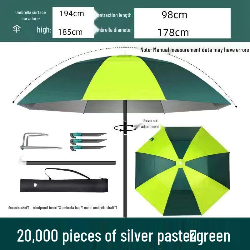 2025 Stainless Steel Large Fishing Umbrella: Thickened Double Layer Sun Protection
