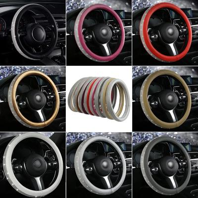 Evrensel Bling Bling Elmas Yapay Elmaslar Kristal Araba Direksiyon Simidi Kılıfı PU Deri Oto Aksesuarları Dropshipping