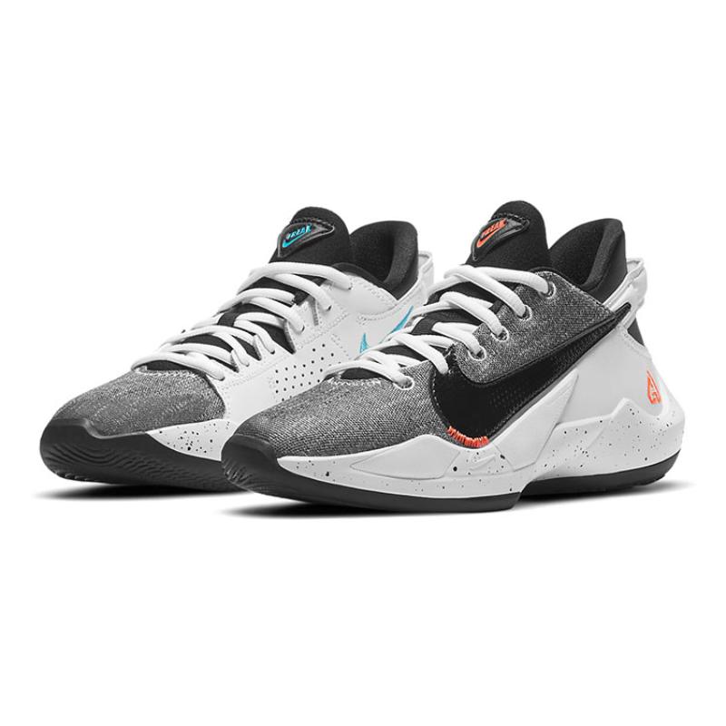 Nike Freak 2 Slip-Resistant Cushioning Wear-Resistant Low-Top Children's Basketball Shoes Gray White Black Teenagers Sneakers CW3227-101
