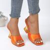 Women's Fashion Outside Plus Size Sandals Square Toe Open Toe Satin Slip-on Non-Slip High Heel Mopping
