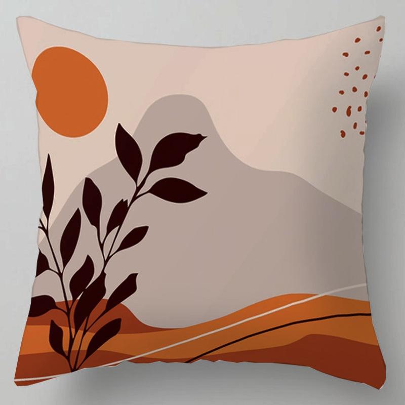 Geometric Abstract Floral Pattern Throw Pillow Cover With Short Plush Print For Living Room Sofa Decoration Cushion Cover