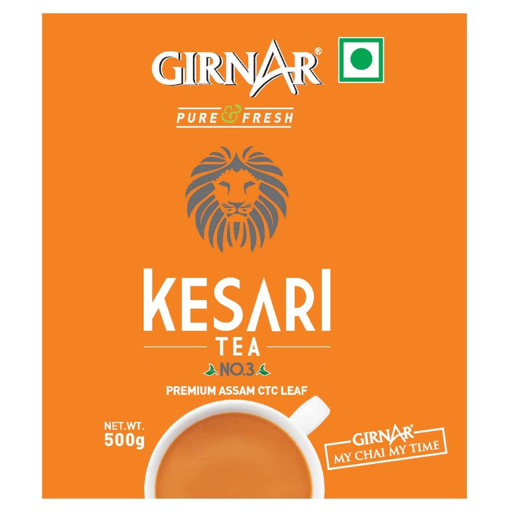 Girnar Kesari Assam Tea Leaf No.3 Premium Loose CTC Tea Rich Aroma Bold Taste Authentic Daily Brewing 500 g Pouch