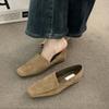 Retro Muller Square Head Nische Einzelne Schuhe Damenschuhe Frühling und Herbst mit Rock Französisch mit Rock Wildleder Niedriger Absatz Slipper