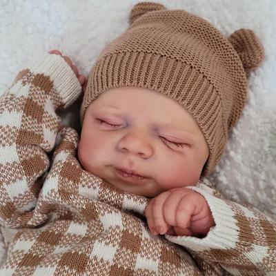 BZDOLL 48cm 19inch Vinyl Limbs and Cloth Body Reborn Baby Doll with 3D-Paint Skin and Visible Veins Art Toy Sleeping Bebe Play House Toy Dolls