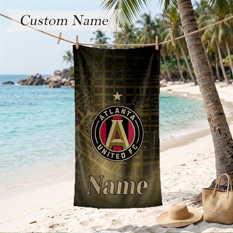 Atlanta United Custom Name Printed Beach Towel Personalized Soft Towel For Swimming Beach Travel