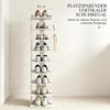 Shoe rack with 9 levels, storage for up to 9 pairs of shoes with top shelf and 2 hooks