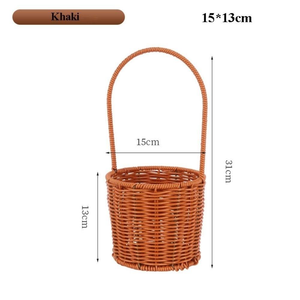 with Handle Imitation Rattan Storage Baskets Handwoven 6 Styles Handhold Weaving Basket Household Vegetable Fruit Flowers Basket