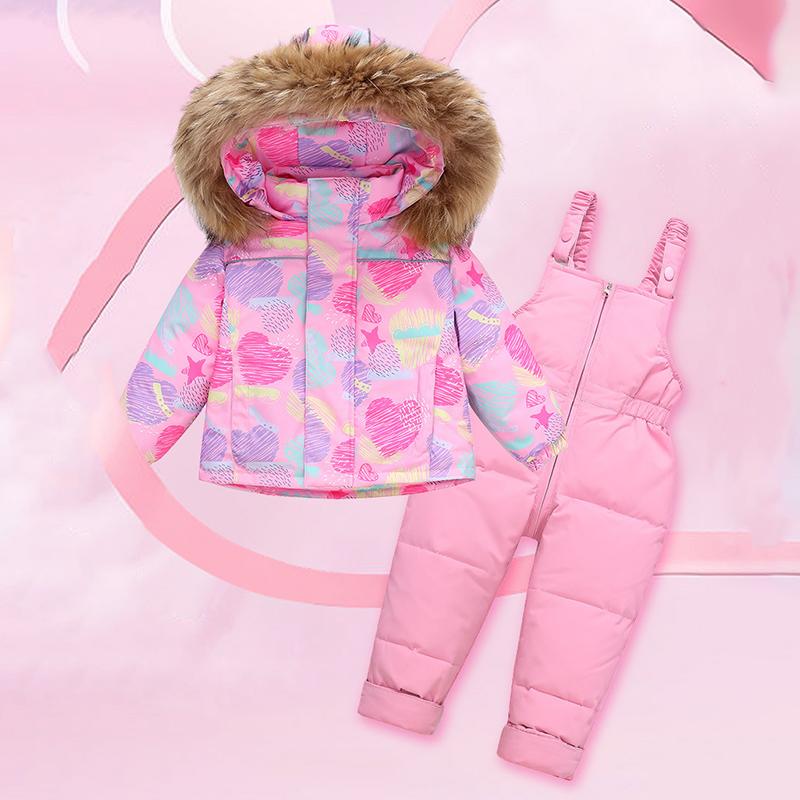 Children's Down Ski Suit Overalls Winter Outer Wear Baby Down Jacket Children