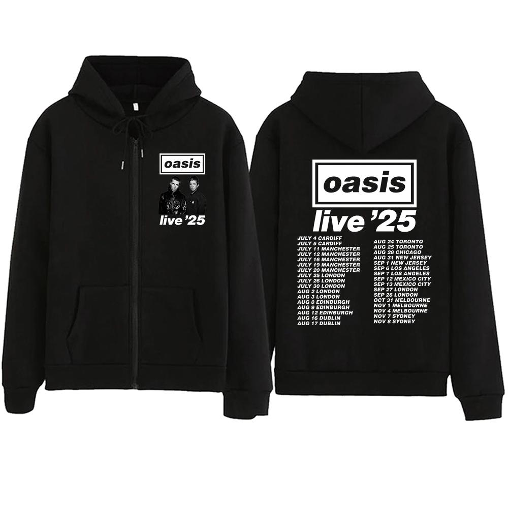 Oasis Live 25 Tour Zip-Up Hoodie für Fan-Hoodies Sweatshirt Unisex Y2k Zip-Hoodie Harajuku