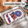 American Patriotic Theme Crystal Velvet Rug Personalized Custom Name Text Soft Floor Mat Home Decor