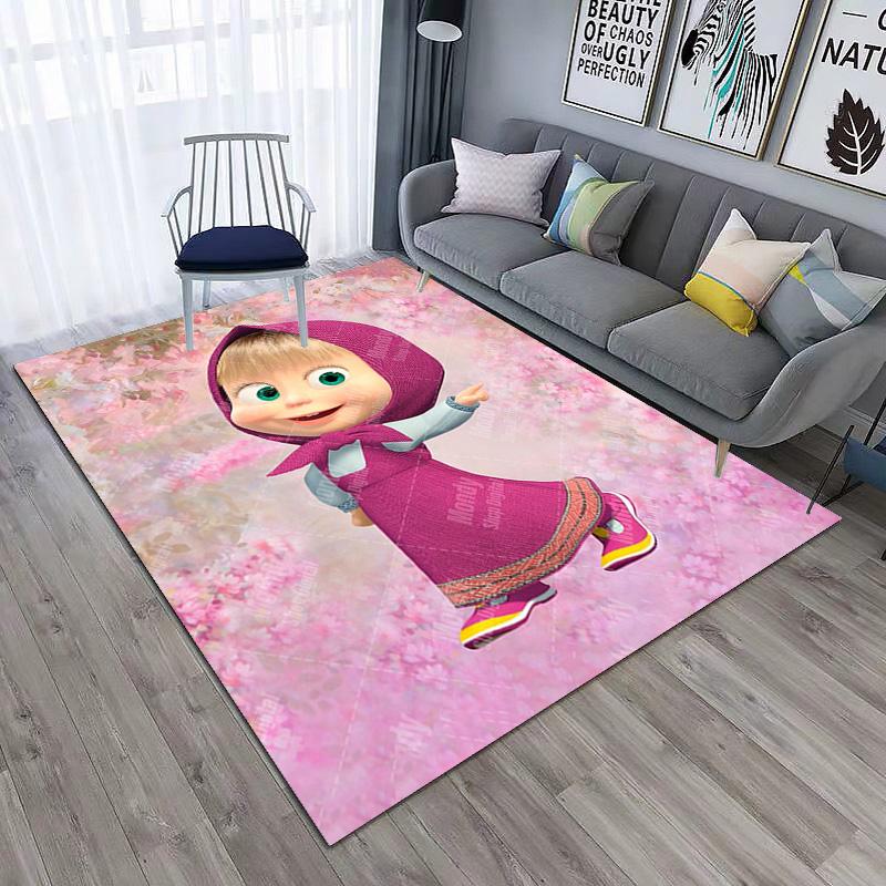 Russian animation Masha and the Bear Fairy Tale Cartoon Carpet Soft Home Living Room Bedroom Door Mat Outdoor Picnic Ground Mat rug T4