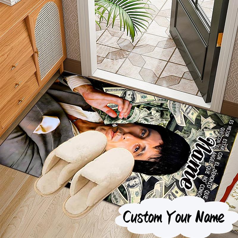 Custom Name Scarface Rug for Living Room, Game Rooms, Office, Bedroom, Floor Mat Playful Design, fan gifts Christmas decor