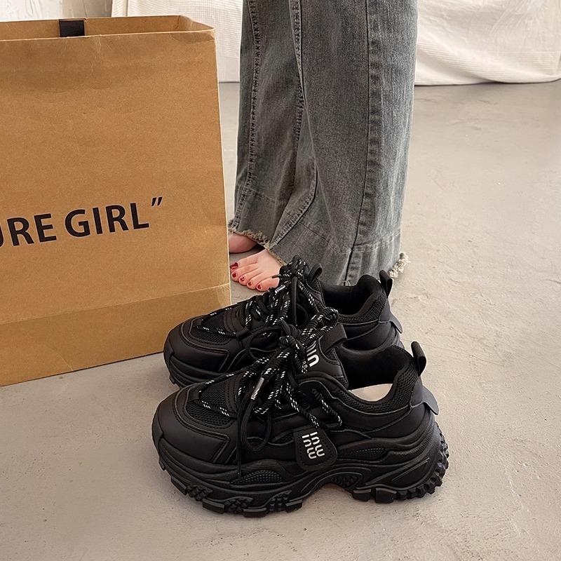 Thick Soled Dad Shoes For Women To Increase Height In Spring And Autumn  New Popular White Casual Sports Shoes