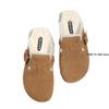 Fashion Women's Slippers 2025 Autumn Winter Leather Round Toe Slippers Couple Slippers Outdoor Casual Keep Warm Women Suede Slides Mujer