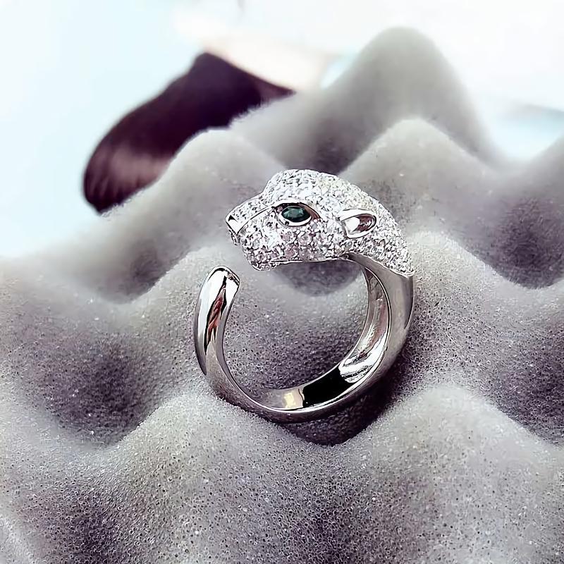 Original   Copper luxury Crystal leopard head Rings for women fashion designer party wedding Jewelry Christmas gifts