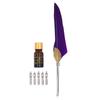 Quill Pen Set Exquisite Feather Design Retro Hollow Style Calligraphy Pen with Empty Ink Bottle Metal Nib SP101014