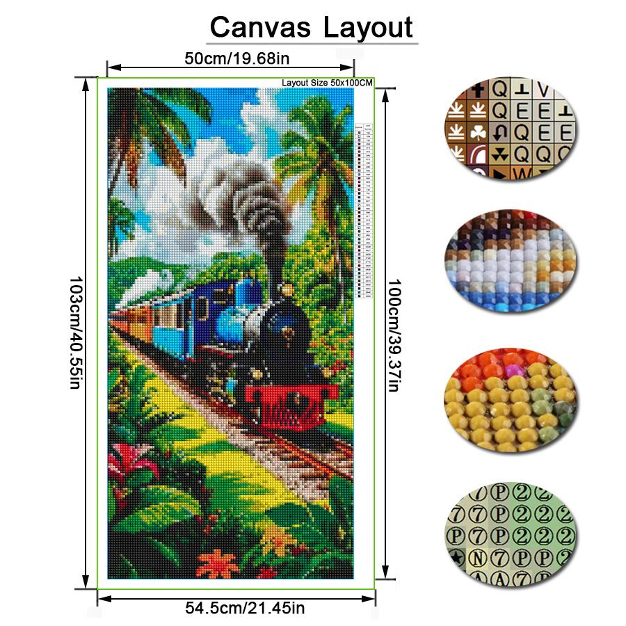 Steam Train Large Size Diamond Painting Diy Full Square Round Drill Rhinestone Embroidery Landscape Mosaic Cross Stitch Kits Wall Decor