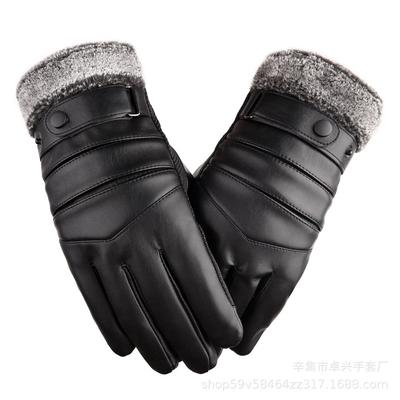 Autumn and Winter Riding Gloves Motorcycle Fleece Thickened Touch Screen Warm Windproof Cold Ski Men's Leather Gloves