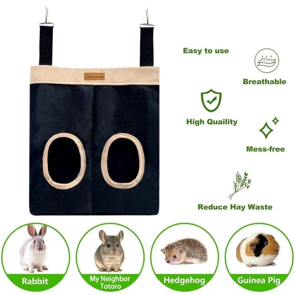 Hanging Rabbit Feed Bag Canvas Hay Feeding Troughs Food Storage Bag Hay Bag  for Pet Cage
