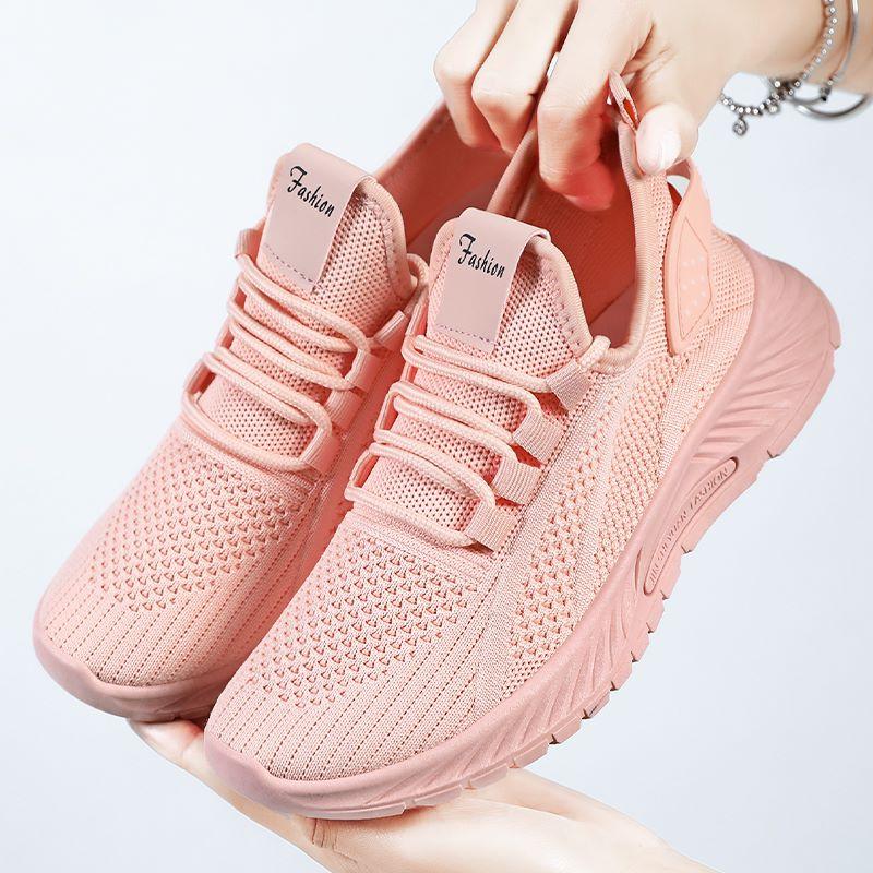 Moda Kadın Spor Ayakkabıları Sonbahar Modası Slip on Yürüyüş Ayakkabıları Bayan Günlük Örme Nefes Alabilen Düz Ayakkabılar Tenis Ayakkabıları