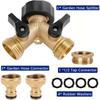 Brass Hose Distributor - 1/2" and 3/4" Faucet Y-Type Distributor with On/Off Valve, 2-Way Connector for Home Garden Outdoor