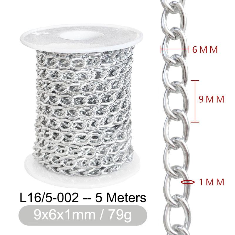 5M Metal Aluminum O-Shaped Chains Twist Chain for DIY Necklace Bracelet Jewelry Making Clothing Bag Component Accessory Supplies