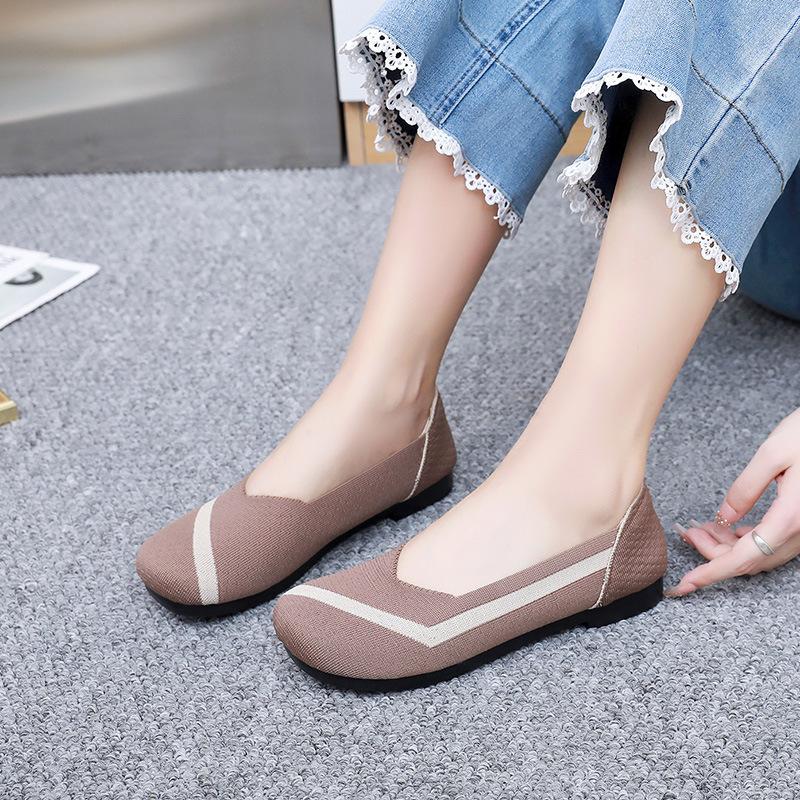 Summer New Women's Fashion Casual Fly-woven Shoes Flat-bottomed Breathable Shallow Mouth Single Shoes Non-slip