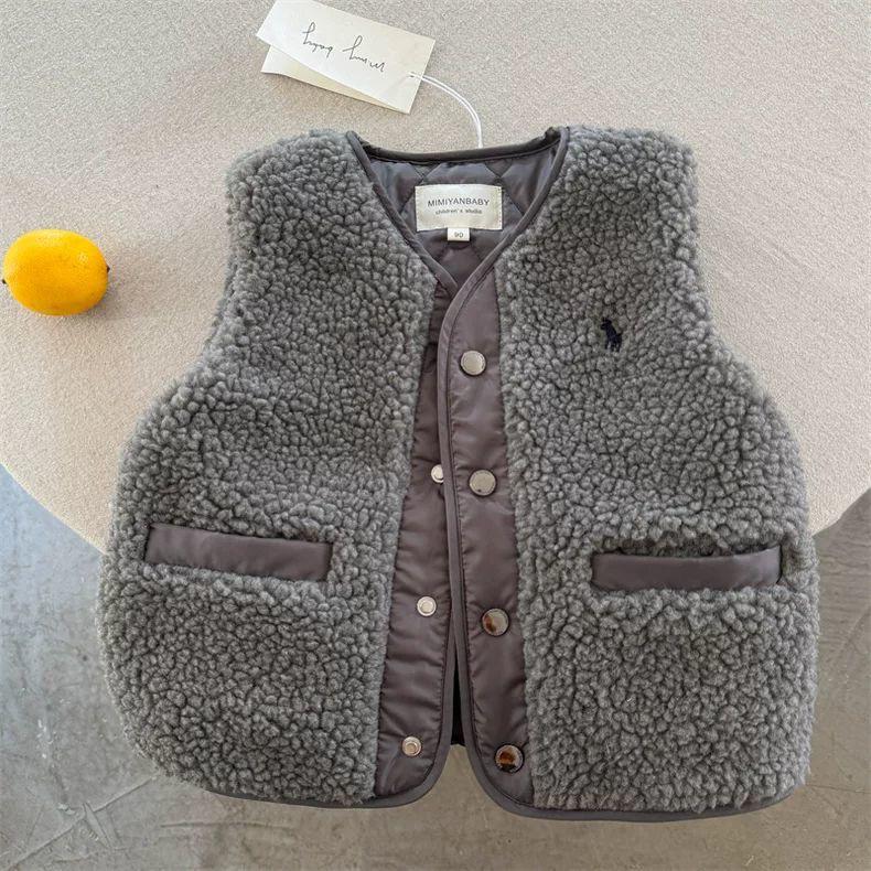 Boys' Korean-Style Lambswool Vest: 2025 Autumn/Winter Trendy Outerwear for Kids