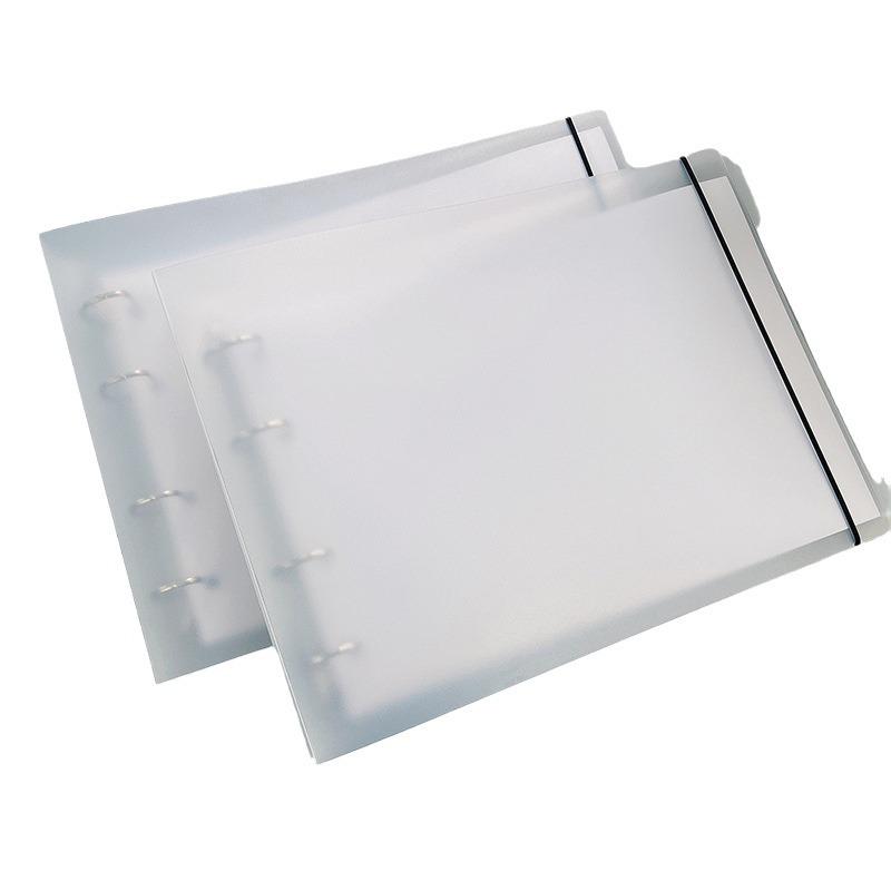 4-Hole Plastic D-Ring Document Folder, A4 Frosted Transparent Landscape Binder