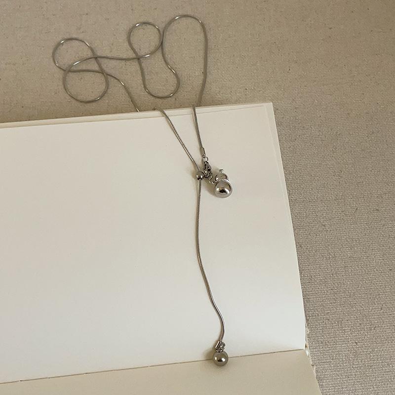 Pull-Up Smooth Ball Gourd Long Necklace Female Simple High-End Sense Fashion Temperament Versatile Neck Chain Sweater Chain