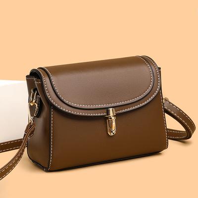 Single Shoulder Women's Crossbody Bag PU Leather Messenger Bag Elegant Square Mobile Bag