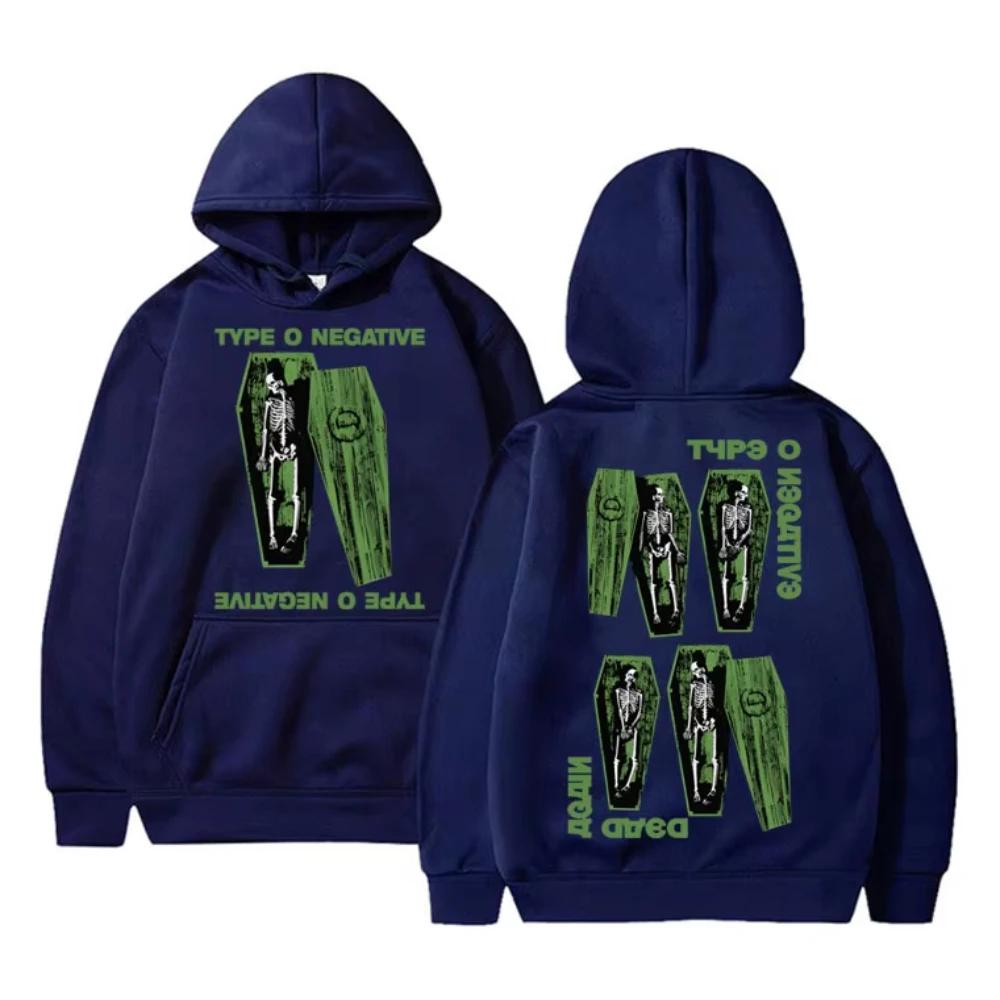 Limitiertes Rockband Type O Negative Hoodie Skelett Grafik Hoodie Herren Damen Gothic Vintage Oversized Kapuzenpullover Pullover