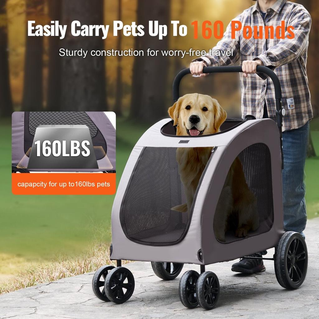 Wózek dla zwierząt 4 koła Pies Stroller Carrier Pojemność 160lbs Przenośny