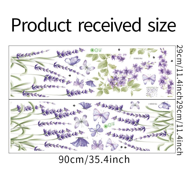 Lavender Flower Wall Stickers, Purple Removable Decals for Bedroom Living Room Home Wall Decor