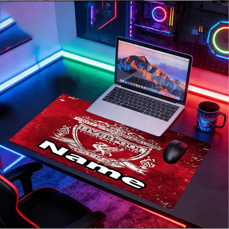Custom Name Personalized Football team F.C Pattern Mousepad, Laptop PC Desk Mat, Decorative Desk Mat for Home Keyboard Pad Gift