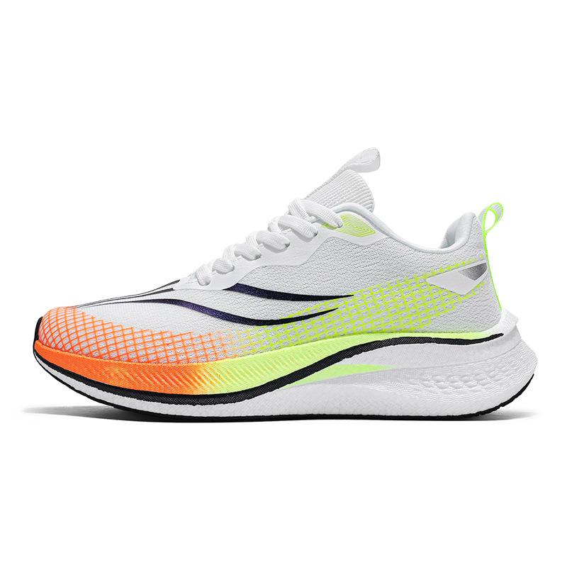 Guochao platform ultra-light breathable popcorn professional marathon racing running shoes couple contrasting color autumn sports shoes