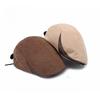 Unisex British Vintage Faux Suede Flat Cap, Leather Trim Duckbill Beret, Casual Painter Newsboy Hat for Men and Women
