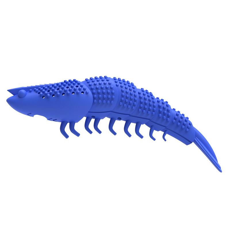 Rubber Cat Toy Chew Toothbrush Catnip Shrimp Shape Pet Toy for Dental Cleaning and Play