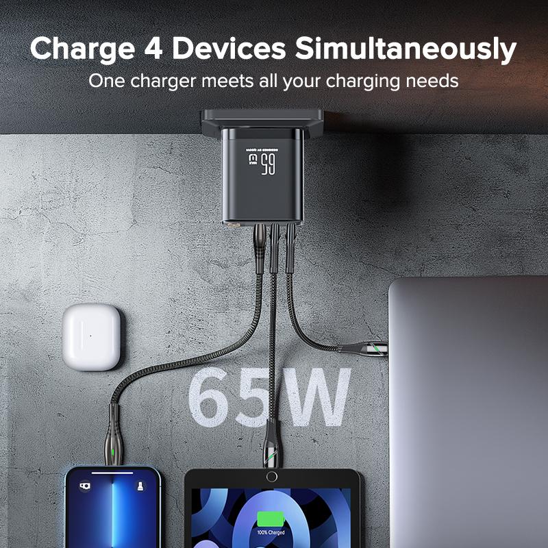 TUODES 65w GaN USB Charger PPS PD USB Type C Fast Charging QC4.0 Quick Charge For iPhone 16 Macbook Air Tablet Samsung Xiaomi Laptop
