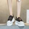 6CM Denim Diamant Plateau Keilabsatz Echtleder Lässig Frühling Sommer Herbst Bequem Hochwertig Klobige Sneaker Versteckte Absätze Schuhe