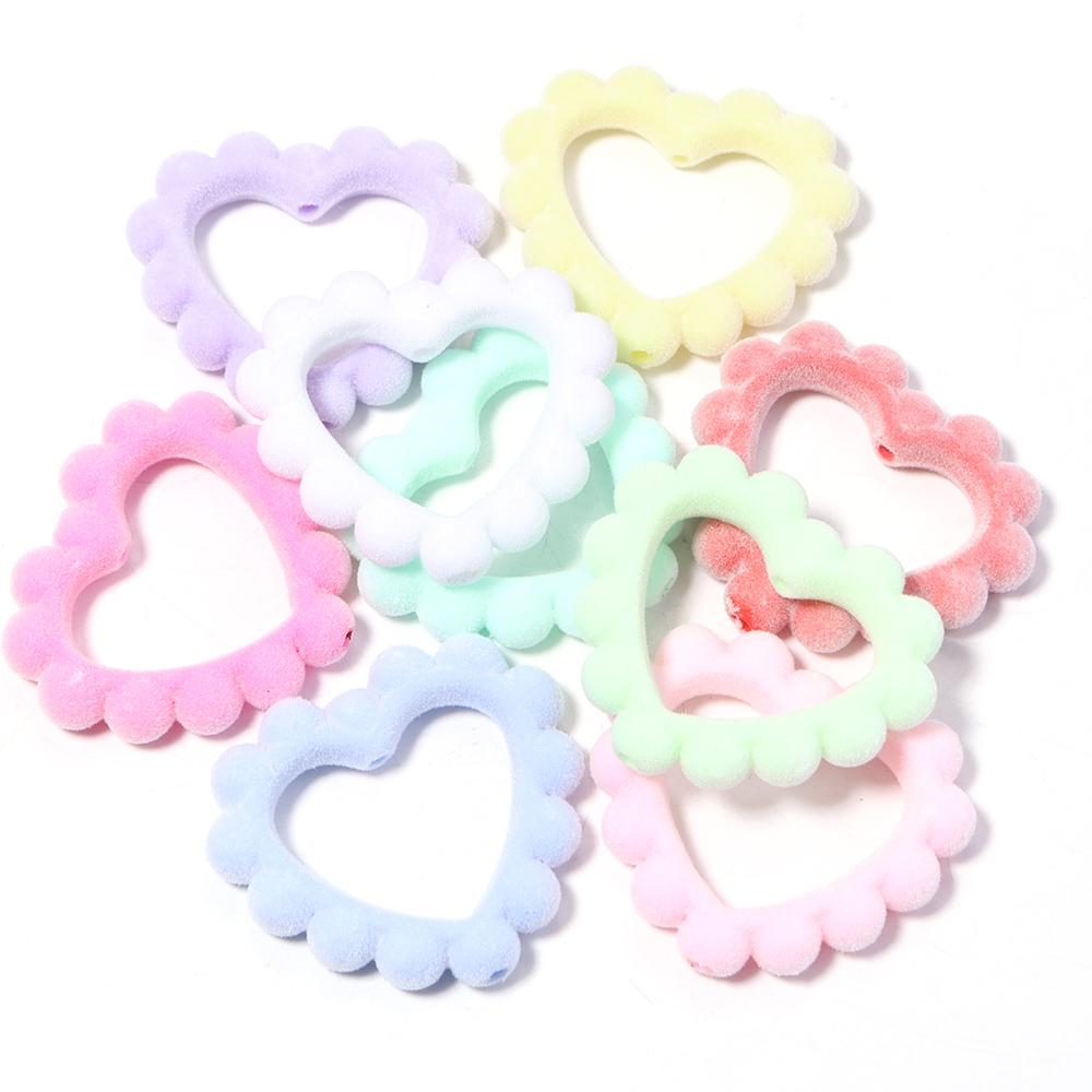 5pcs/lot Hollow Acrylic Beads Round Love Heart Garland Beads DIY Mobile Phone Chain Keychain Crafts Pen Jewelry Making Supplies